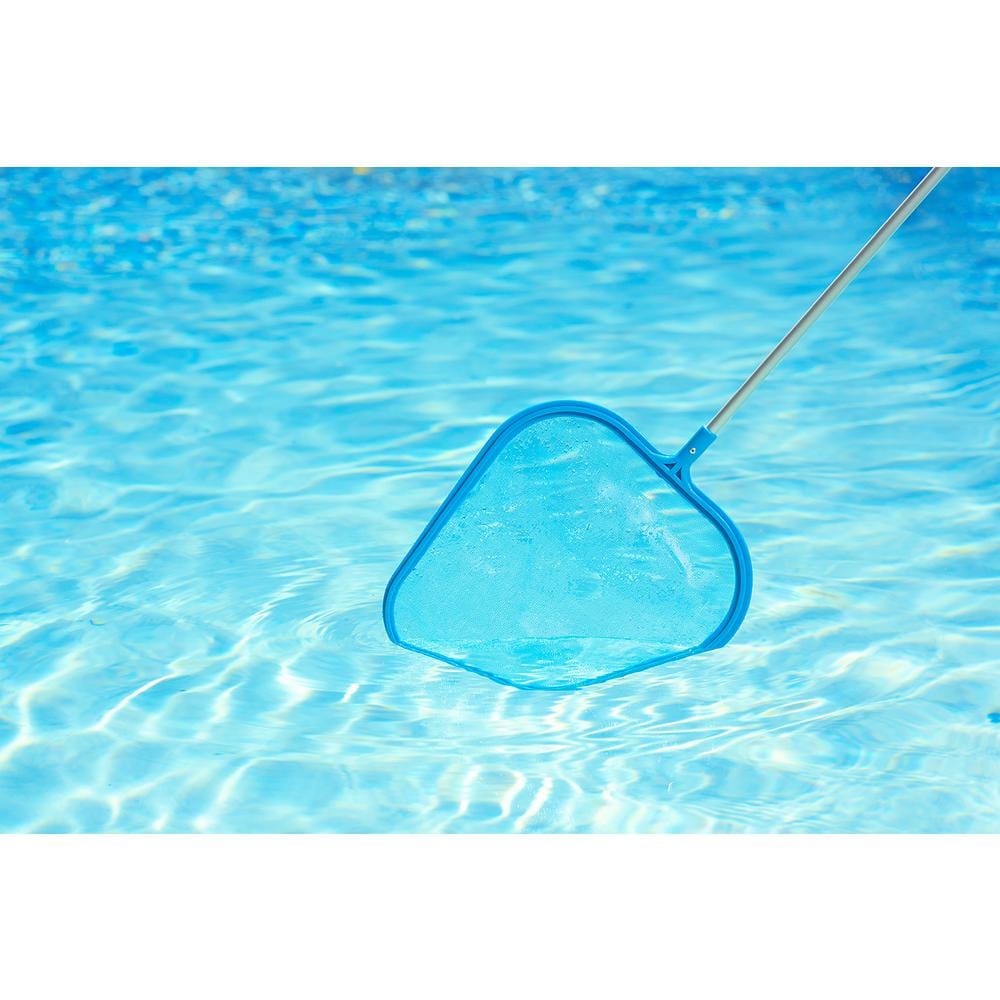 Blue Polypropylene Pool Leaf Skimmer with 4-Foot Aluminum Pole