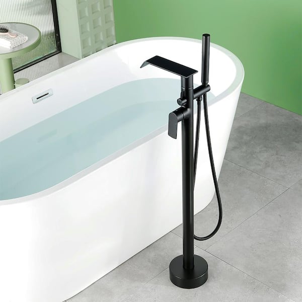 Ami Single-Handle Freestanding Tub Faucet with Hand Shower in Matte Black