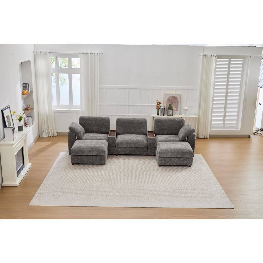 124 in. Straight Arm 5-Piece Chenille Modular Sofa Sectional Sofa with Ottoman and Ergonomic Design in. Orange price history on PriceWatchPro