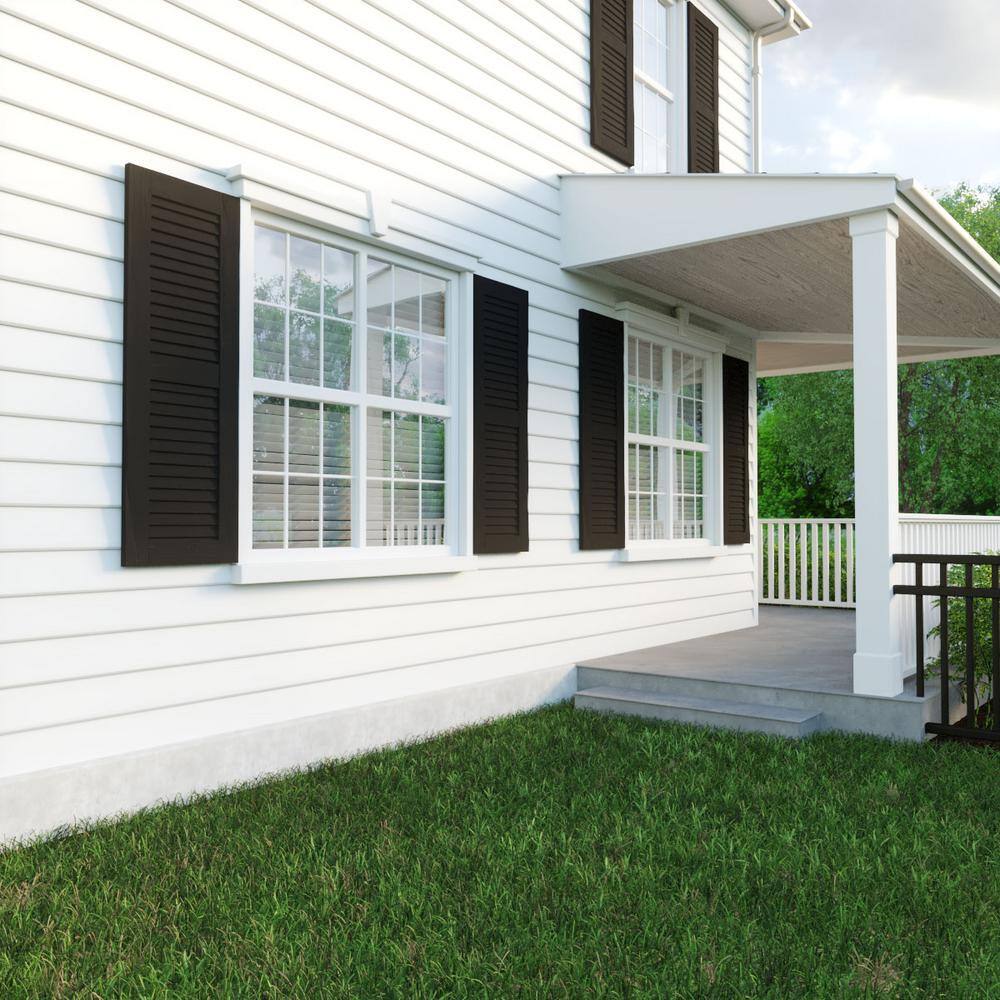 Riverwood Tan Faux Wood 52" Shutters with Louver Design