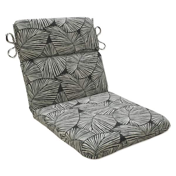 Pillow Perfect Tropic Botanical 21 in. W x 3 in. H Deep Seat, 1 Piece Chair Cushion with Round Corners in Black/Natural Talia