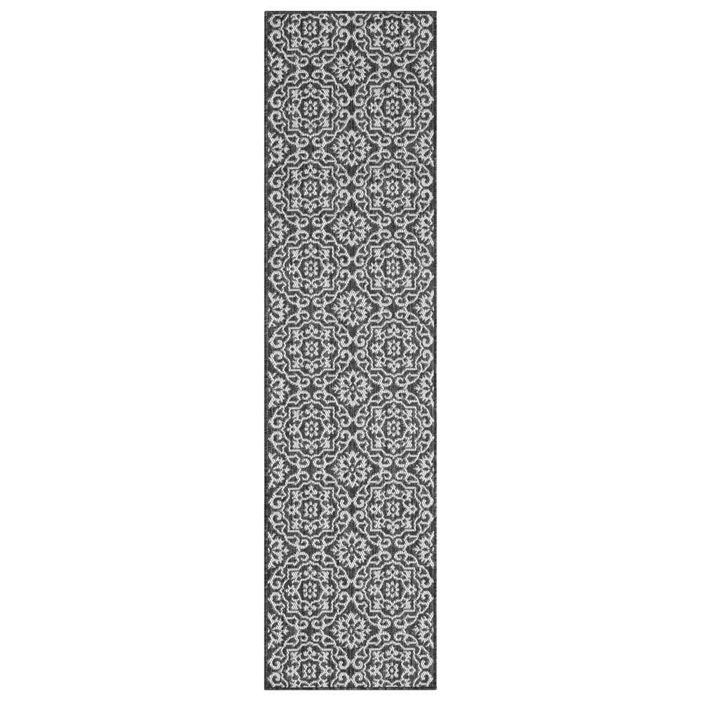 Nicole Miller Patio Country Danica Black/Grey 2 ft. x 7 ft. Geometric ...