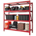 4-Tier Heavy Duty Industrial Welded Steel Garage Storage Shelving Unit in Red (77 in. W x 78 in. H x 24 in. D)