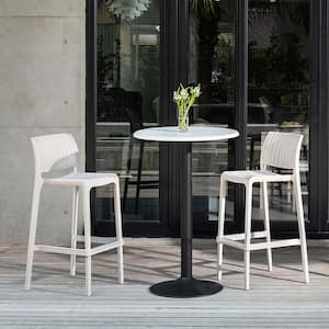 Rue White Stackable Resin Outdoor Bar Stool (2-Pack)