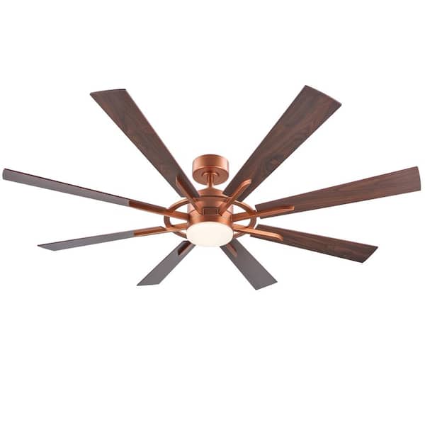 60 in. Indoor Walnut and Cherry 8-Blade Ceiling Fan with LED Light and with Remote Included