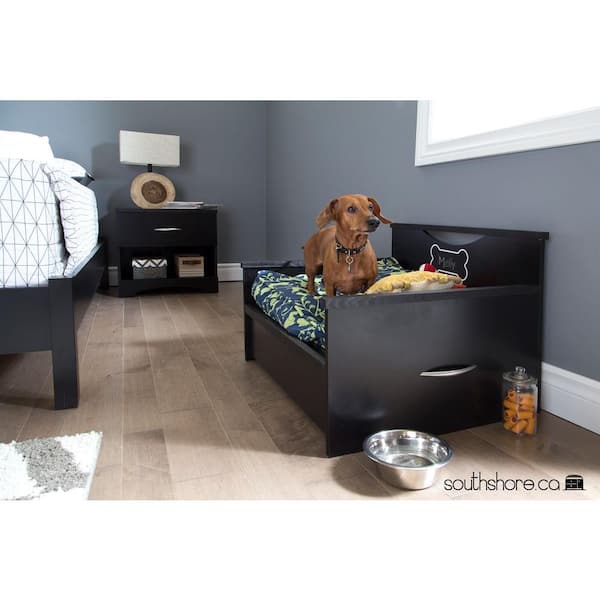 South Shore Step One Medium Dog Bed with Storage and Cushion Cover in Pure Black