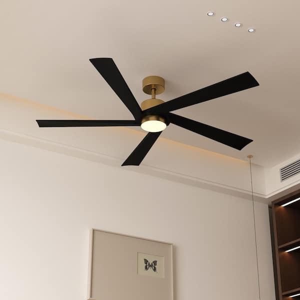 64 in. Integrated LED Indoor/Outdoor Ceiling Fan with Light Kit and Remote Control, 5-Blade Gold Housing Ceiling Fans