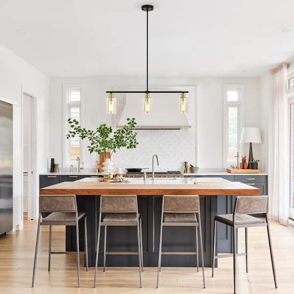 LWYTJO Delmis 3 Light Black/Gold Pendant Kitchen