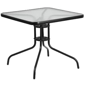 Clear/Black Square Metal Outdoor Bistro Table