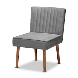 Alvis Grey and Walnut Brown Dining Side Chair