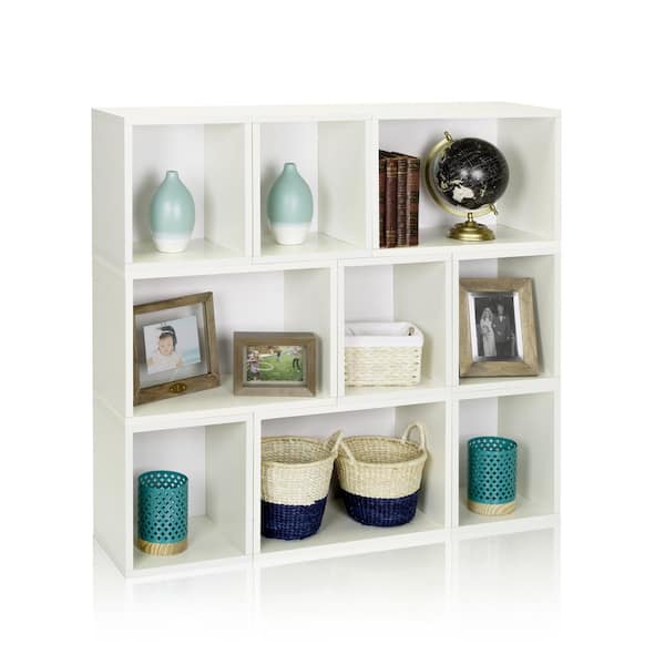 Way Basics 46.4 in. White Wood 9-shelf Standard Bookcase with Cubes