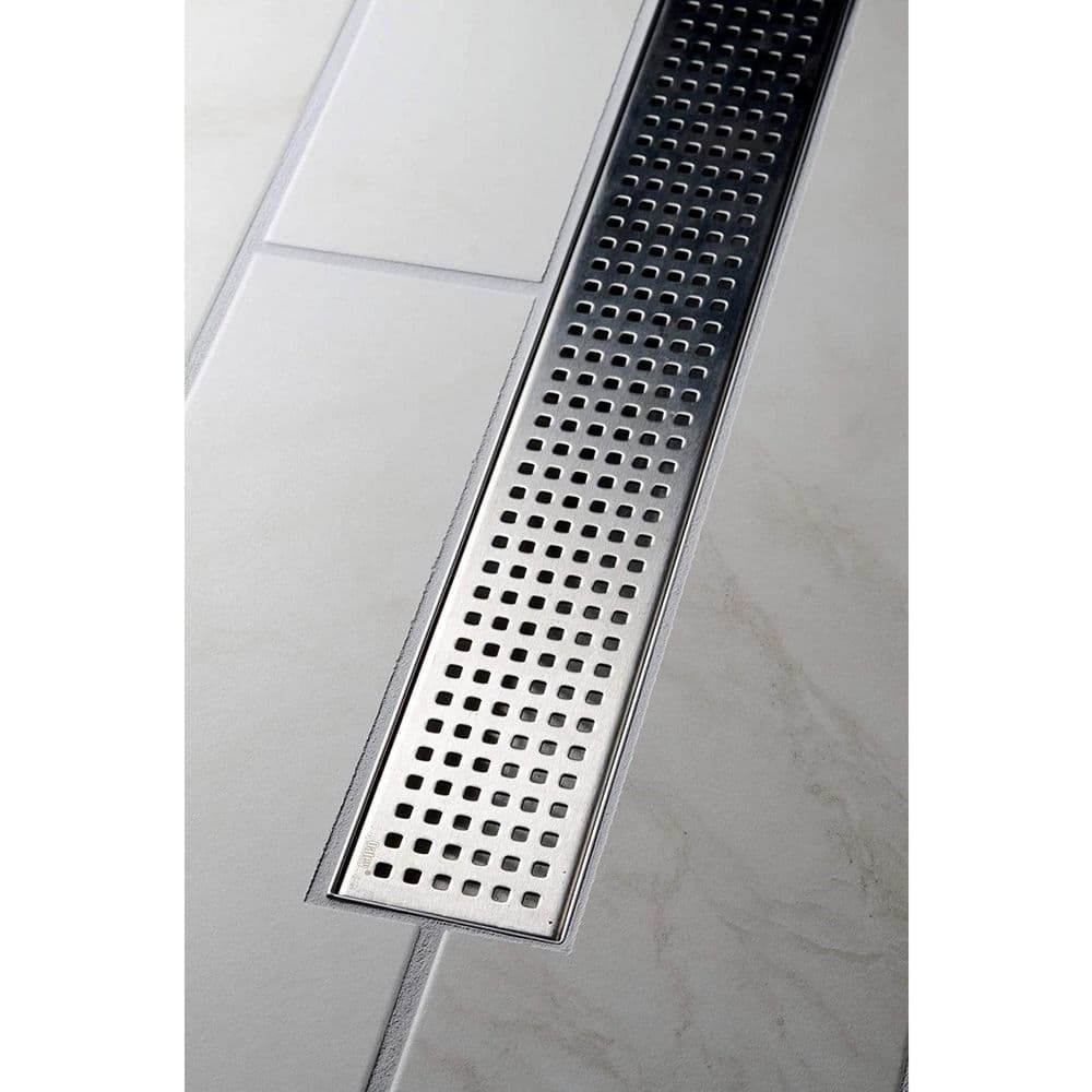 24" Stainless Steel Linear Shower Drain with Square Pattern Cover