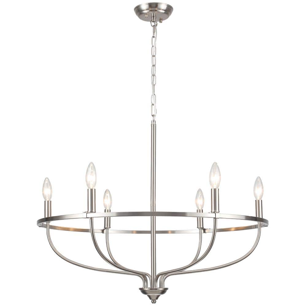 Hatsumi 6-Light Silver Farmhouse Candle Style Wagon Wheel Chandelier for Living Room Kitchen Island Dining Room Foyer price history on PriceWatchPro