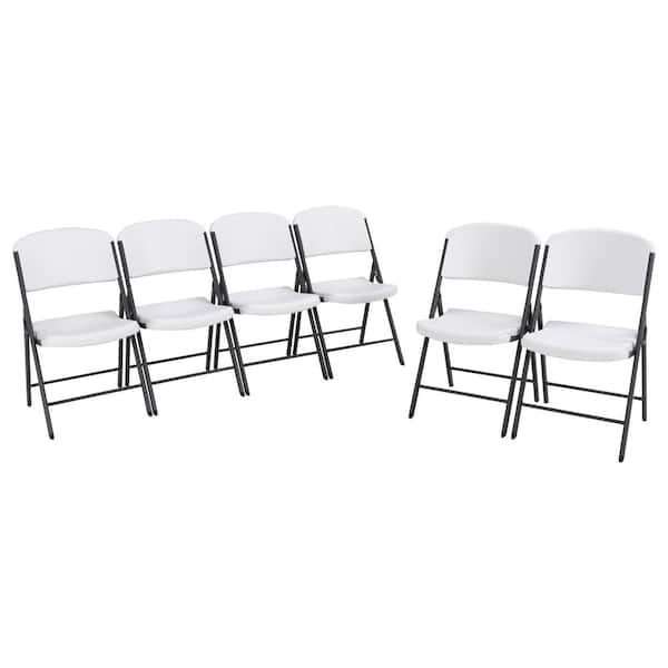 Lifetime White Plastic Seat Metal Frame Outdoor Safe Folding Chair (Set of 6)
