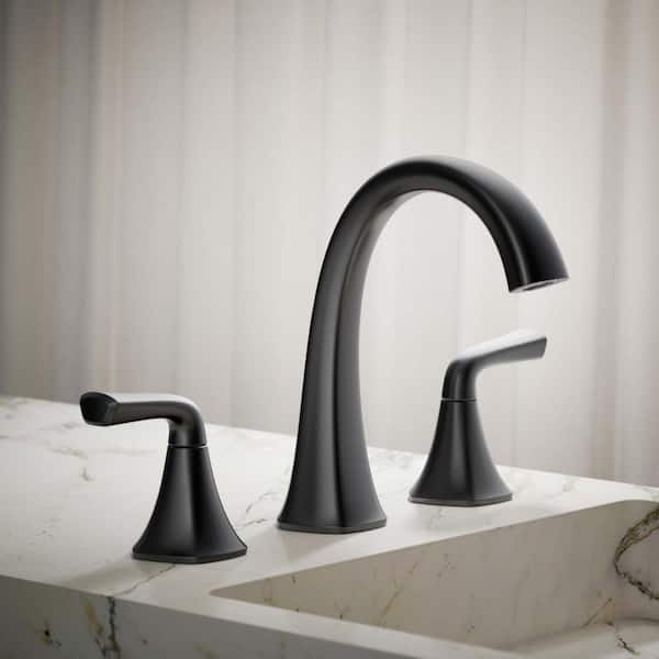 Sundae 8 in. Widespread Double Handles Bathroom Faucet in Matte Black