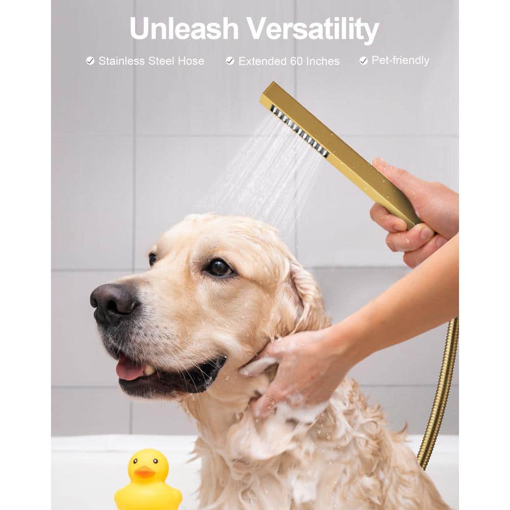 Grandjoy 10" Brushed Gold Rainfall Shower Head System with Handheld Spray