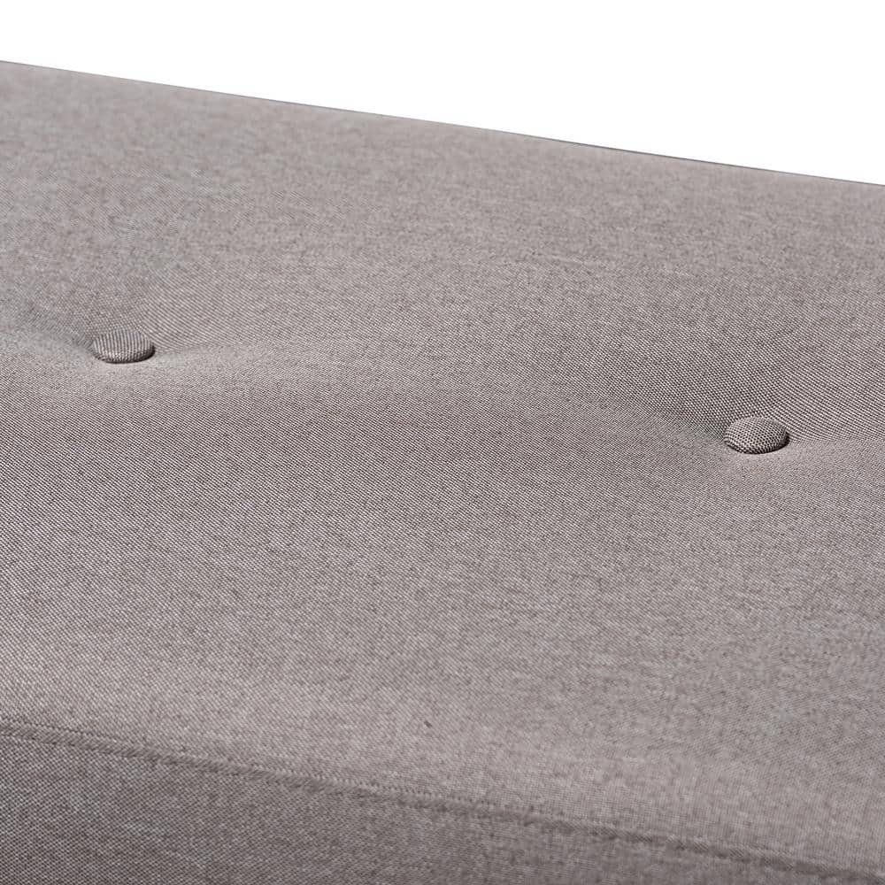 Caramay Grey Fabric and Walnut Wood Modern Storage Bench