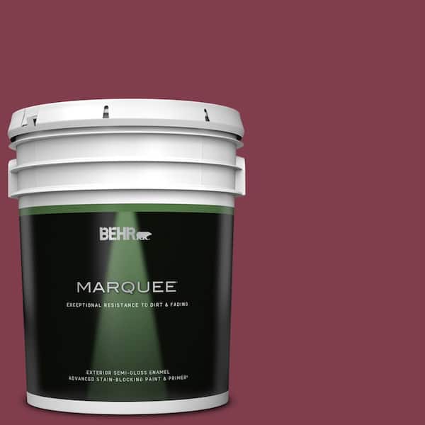 BEHR MARQUEE 5 gal. #120D-7 Ruby Red Semi-Gloss Enamel Exterior Paint & Primer