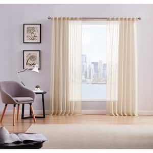 50 in. W x 96 in. L Sheer Window Curtain in Ivory (Pair)