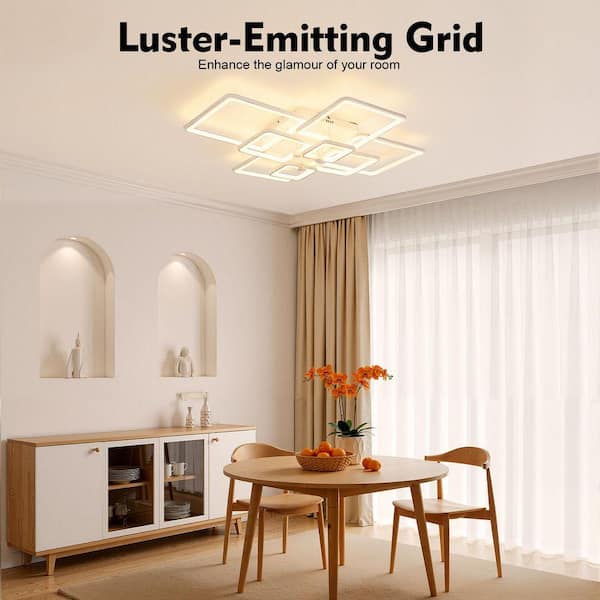 OUKANING 41.34 in. White Modern Flush Mount LED Ceiling Light with