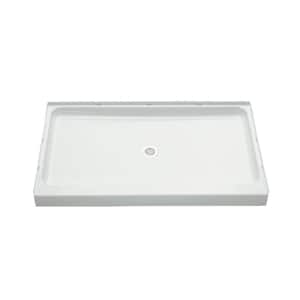 Ensemble 34 in. x 60 in. Single Threshold Shower Floor in White