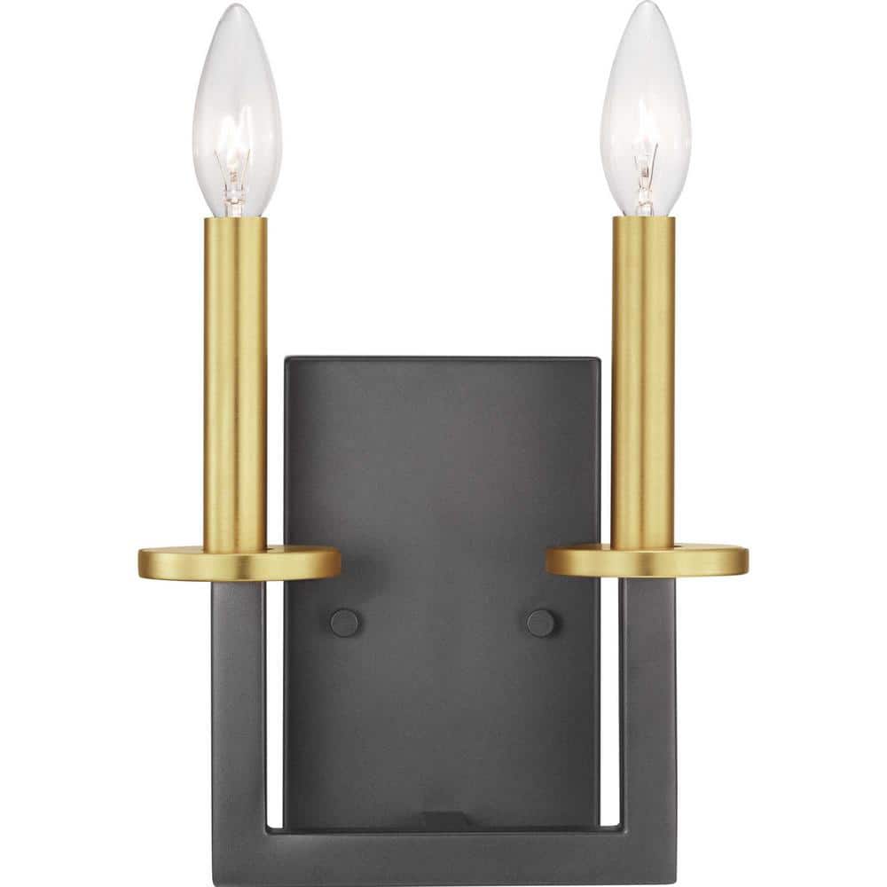 Blakely Graphite and Satin Brass 2-Light Wall Sconce
