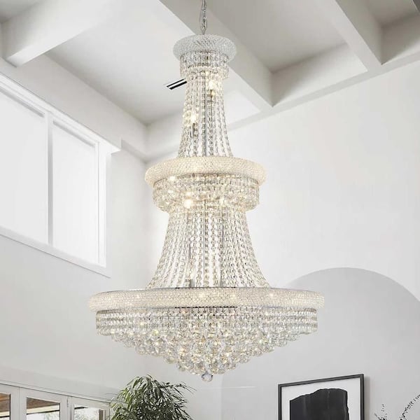 Modern Chandelier 31 in.18-Lights Silver Chandelier for Dining Room, Living Room, Foyer, Bedroom