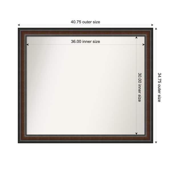 Amanti Art Cyprus Walnut 40.75 in. x 34.75 in. Custom Non-Beveled Wood Framed Bathroom Vantiy Wall Mirror