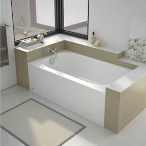 Kona 54 in. Right Drain Rectangular Alcove Soaking Bathtub in White