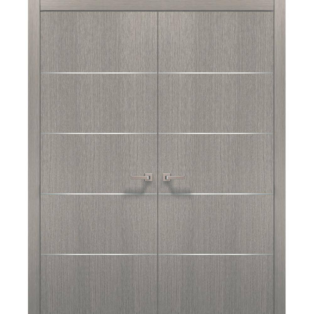 36 in. x 96 in. 2 Panel Grey Oak Color Finished Solid Wood with Honeycomb Sliding Door with Hardware price history on PriceWatchPro