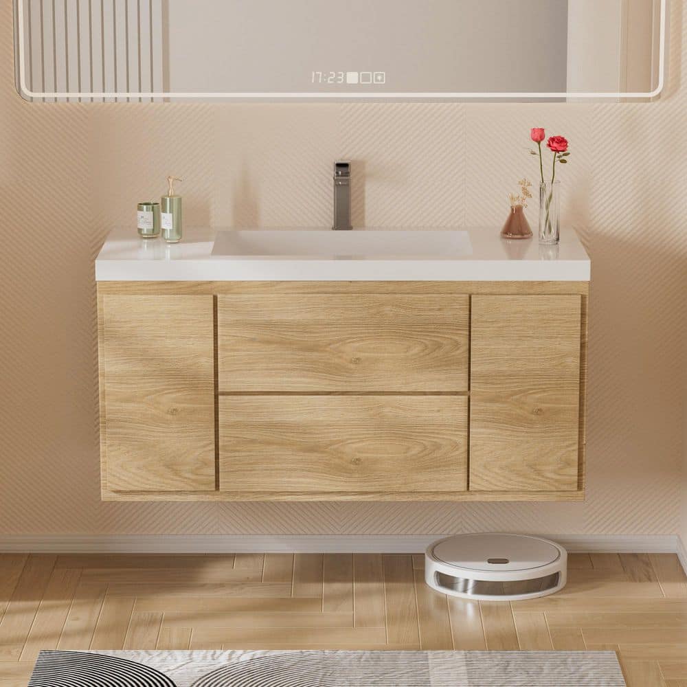 Equinox 48 in. in. W x 19-5/8 in. in. D x 22-1/2 in. in. H Floating Bath Vanity Natural Oak White Ceramic Top Assembled price history on PriceWatchPro