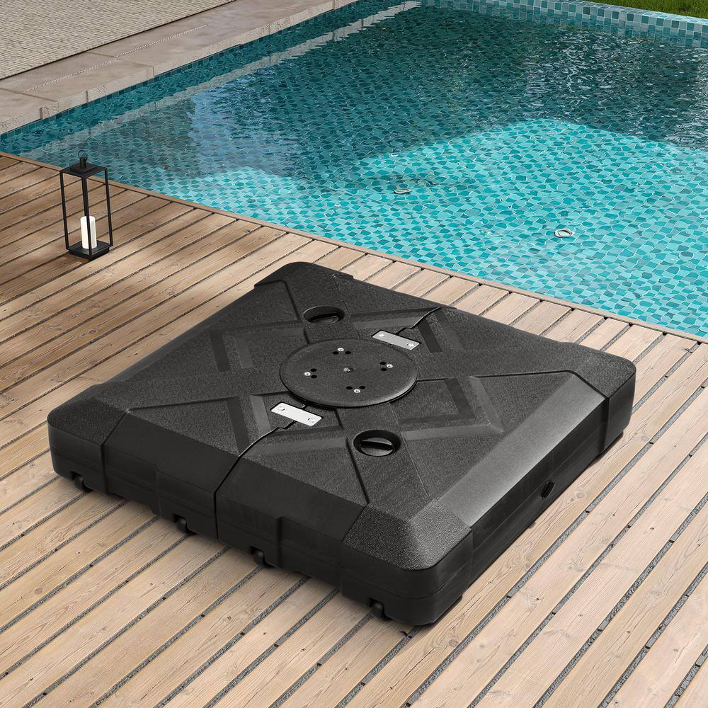 Black 220 lbs HDPE Patio Cantilever Umbrella Base with Wheels