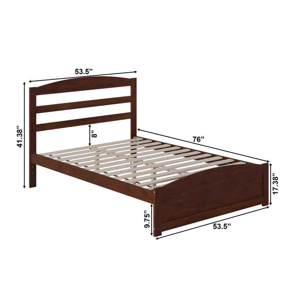 Warren Walnut Full Platform Bed with Slatted Headboard
