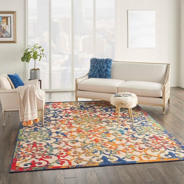 Aloha Multicolor 6 ft. x 9 ft. Moroccan Modern Indoor/Outdoor Patio Area Rug