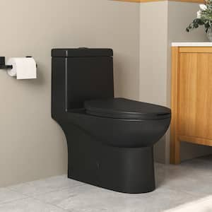 Ally 1-Piece 1.1/1.6 GPF Dual Flush Elongated ADA Comfort Height Toilet in Black Seat Included