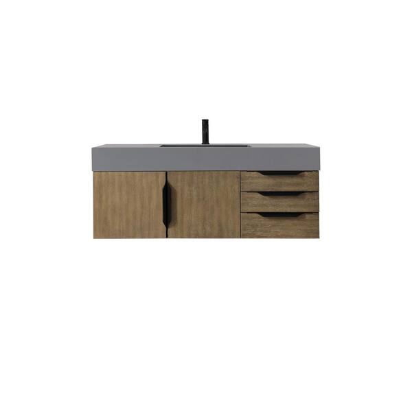 James Martin Vanities Mercer Island 48.0 in. W x 19.5 in. D x 19.3 in. H Bathroom Vanity in Latte Oak with Dusk Grey Glossy Top