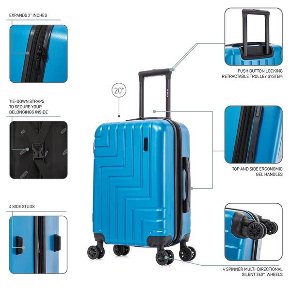 DUKAP Zahav Light-Weight 20 in. Teal Hard side Spinner Luggage