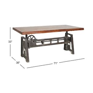 33 in. x 71 in. Dark Brown Industrial Rectangular Dining Table