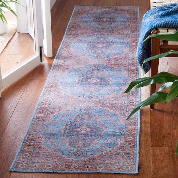 Entrance carpet modern vintage' ' rosette blue width 80 cm any d 