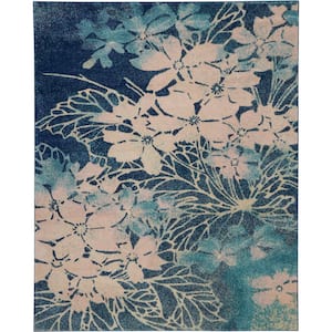 Tranquil Navy/Pink 9 ft. x 12 ft. Persian Vintage Area Rug