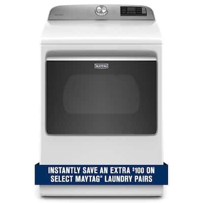 7.4 cu. ft. 240-Volt Smart Capable White Electric Dryer with Hamper Door and Advanced Moisture Sensing