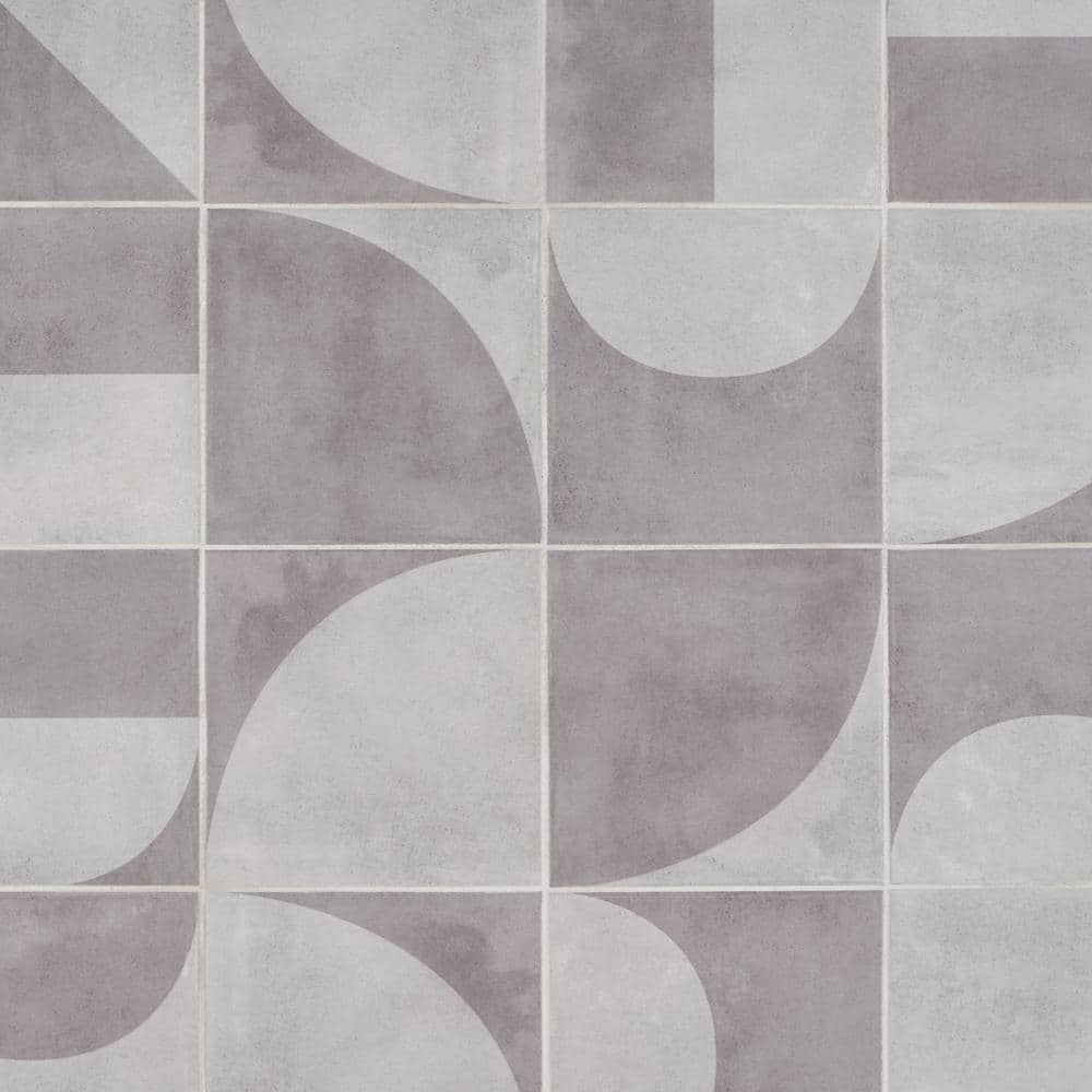 Quincy 8x8 Gray Porcelain Geometric Floor and Wall Tile