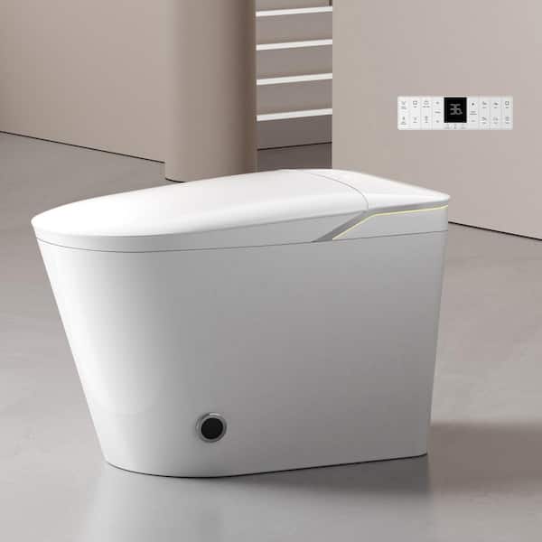 1.28 GPF Auto Open Close Lid Elongated Bidet Toilet in Gloss White with Heated Seat Warm Washing Air Dryer