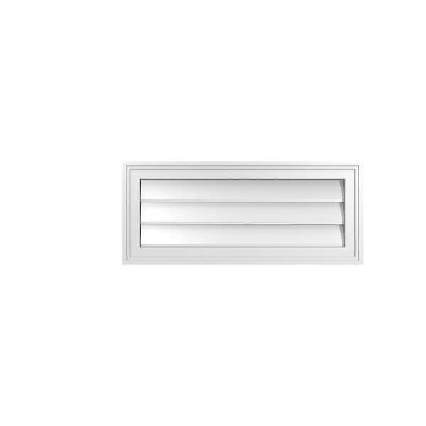Ekena Millwork 28 in. x 12 in. Vertical Surface Mount PVC Gable Vent: Decorative with Brickmould Frame