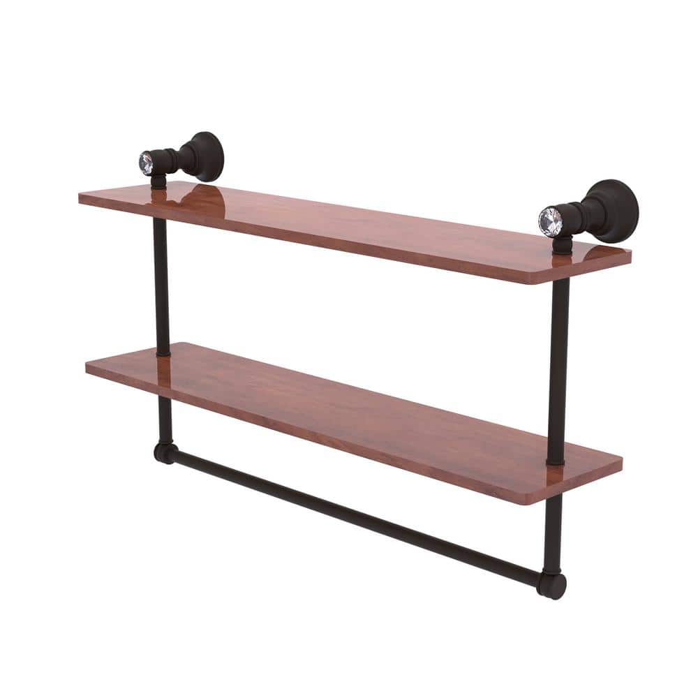Allied Brass Carolina Crystal 22 in. Double Wood Vanity Shelf with  Integrated Towel Bar in Oil Rubbed Bronze CC-2-22-TB-IRW-ORB The Home  Depot