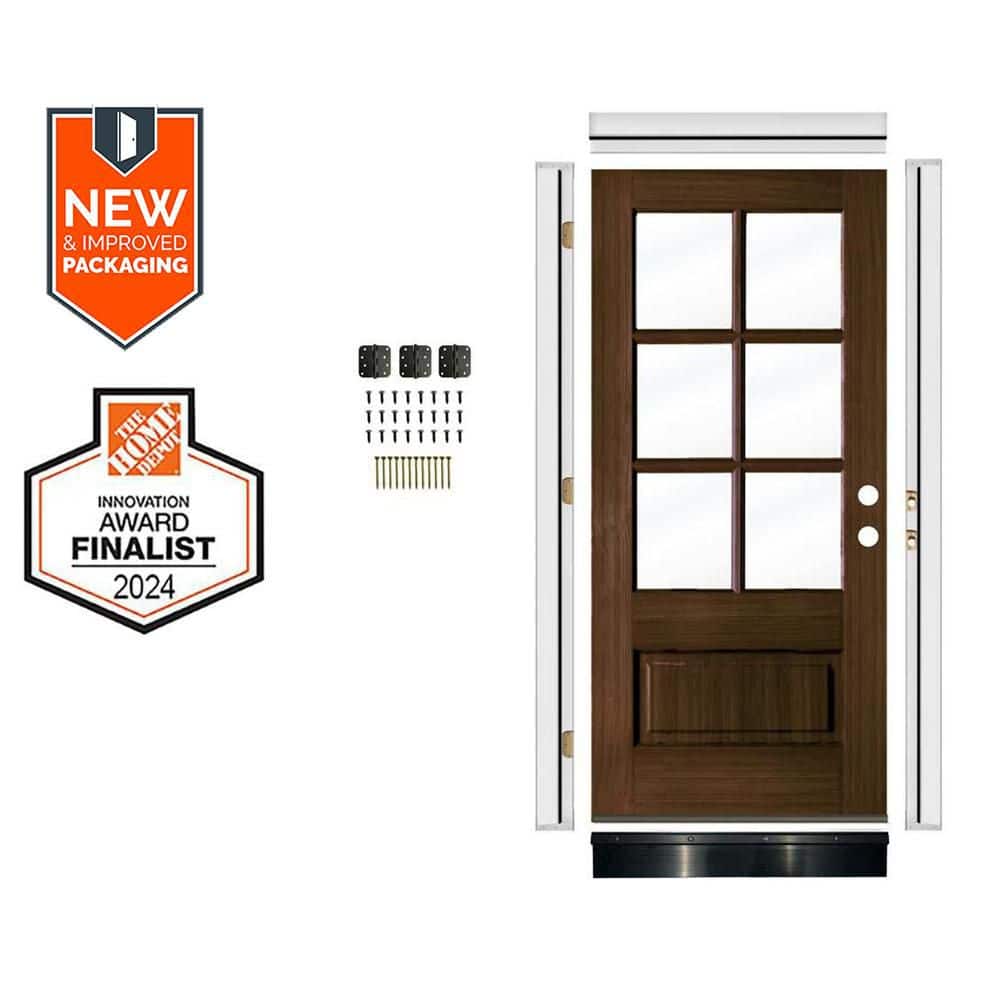 Krosswood Doors 36in.x80in. Modern Farmhouse LH 6-Lite Clear Glass