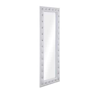 White 22 in. W x 63 in. H Modern Crystal Tufted Rectangle Framed Leaning Mirror