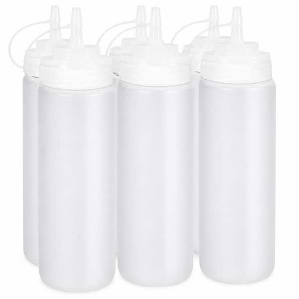 16 oz. Translucent Plastic Condiment Squeeze Bottles with Leak-Proof Caps, Pack of 6