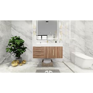 Bethany 42 in. W x 20 in. D x 22 in. H Single Sink Floating Bath Vanity in White Oak with White Acrylic Top