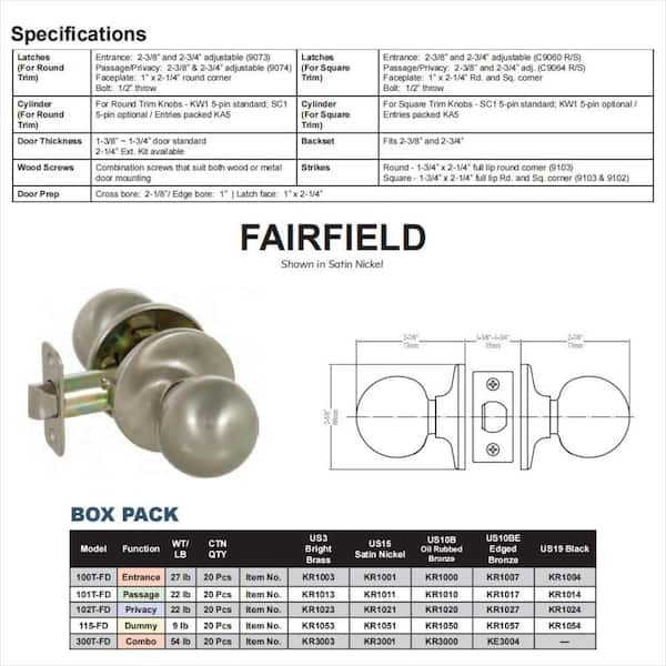 DELANEY HARDWARE Fairfield Classic Style Polished Brass Round Hall/Closet  Door Knob KR1013 - The Home Depot